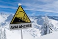 Avalanche sign in winter Alps with snow Royalty Free Stock Photo