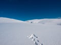 Footprints made on a very unstable snow 