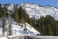 Avalanche snow bridge near a ski-resort in Austria's Skiwelt, al Royalty Free Stock Photo