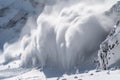 avalanche of snow and ice crashing down mountainside