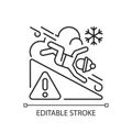 Avalanche warning sign linear icon