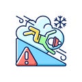 Avalanche warning sign RGB color icon