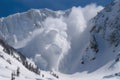 avalanches with raging snowstorms and thunderclaps in the distance Royalty Free Stock Photo