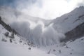 avalanches with raging snowstorms and thunderclaps in the distance Royalty Free Stock Photo