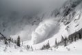 avalanches with raging snowstorms and thunderclaps in the distance Royalty Free Stock Photo