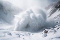 avalanches and snowstorms in the high mountains, with thundering avalanches and raging blizzards