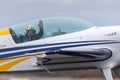 British aerobatic pilot Mark Jefferies flying a single engine Extra 330LX aerobatic aircraft VH-IXN. Royalty Free Stock Photo