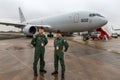 Japan Air Self Defense Force JASDF air crew from 404 Squadron, 1st Tactical Airlift wing in front of a Boeing 767