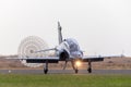 Royal Australian Air Force RAAF BAE Hawk 127 aircraft landing with the assistance of a drogue chute