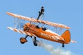 Vintage Boeing Stearman biplane of the Breitling Wing Walkers. Royalty Free Stock Photo