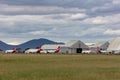 Qantas aircraft parked at Avalon Airport having been grounded during flight cuts during the COVID-19 Coronavirus outbreak Royalty Free Stock Photo