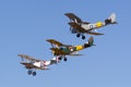 Sopwith Pup replica VH-PSP operated by the Royal Australian Air Force RAAF Museum leading two de Havilland Tiger Moth aircraft