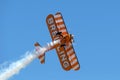 Vintage Boeing Stearman biplane of the Breitling Wing Walkers. Royalty Free Stock Photo