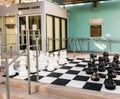 Large lack and white Chess Set outside the Superior Court of Los Angeles County, Avalon, Catalina Island, California.