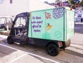 Los Angeles County Library bookmobile with logo and designs, Avalon, Catalina Island