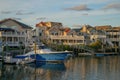 Avalon, New Jersey beach houses and boats Royalty Free Stock Photo