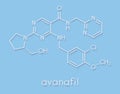 Avanafil erectile dysfunction drug molecule. PDE5 inhibitor used in treatment of impotence. Skeletal formula.