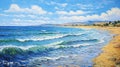 Avangarde Painting of Cyprus Beach Royalty Free Stock Photo