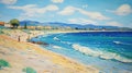 Avangarde Painting of Cyprus Beach Royalty Free Stock Photo