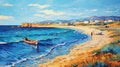 Avangarde Painting of Cyprus Beach Royalty Free Stock Photo