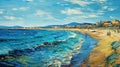 Avangarde Painting of Cyprus Beach Royalty Free Stock Photo