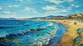 Avangarde Painting of Cyprus Beach Royalty Free Stock Photo