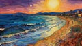 Avangarde Painting of Cyprus Beach Royalty Free Stock Photo