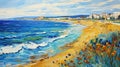 Avangarde Painting of Cyprus Beach Royalty Free Stock Photo