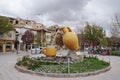 Fountain in the form of jug and cup at Kizilirmak river embankment. Avanos, Turkey