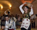 Avanos / Turkey - April 25, 2013: Traditional Turkish dancers dance for tourists in a local restaurant