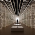 An avant-garde exhibition hall with 3D optical illusion walls Royalty Free Stock Photo