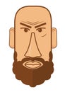 Avatar of bald male with beard vector illustration flat style