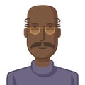 Avatar of a bald man with a mustache, flat style Royalty Free Stock Photo