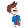 Avatar boy illustration facing up imagining getting a job Royalty Free Stock Photo