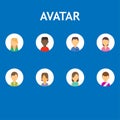 Avatar business isolated set symbol vector flat icon. People sign user portrait character face. Male, femal profile head style car