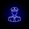 avatar captain outline icon in blue neon style. Signs and symbols can be used for web logo mobile app UI UX