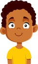 Portrait of a Happy and Cute Boy of African Ethnicity Vector Cartoon Royalty Free Stock Photo