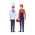 Avatar chef and builder standing, colorful design Royalty Free Stock Photo