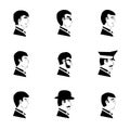 Avatar Collection of Stylish Handsome Male Characters Silhouette Icons Vector Illustration