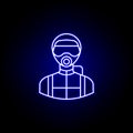 avatar diver line icon in blue neon style. Signs and symbols can be used for web logo mobile app UI UX