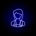 avatar doctor outline icon in blue neon style. Signs and symbols can be used for web logo mobile app UI UX Royalty Free Stock Photo