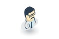 Avatar, doctor whith phonendoscope isometric flat icon. 3d vector