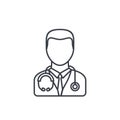 Avatar, doctor whith phonendoscope thin line icon. Linear vector symbol