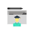 Avatar, Education, Graduate, Graduation, Scholar  Flat Color Icon. Vector icon banner Template Royalty Free Stock Photo