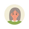 Avatar elderly gray-haired woman wearing glasses cartoon style Royalty Free Stock Photo