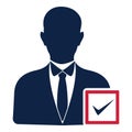 avatar of election candidate with a check mark. Vector illustration decorative design