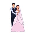 Avatar elegant groom and bride icon