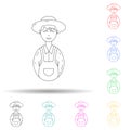 avatar farmer multi color style icon. Simple thin line, outline vector of avatars icons for ui and ux, website or mobile