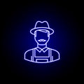 avatar farmer outline icon in blue neon style. Signs and symbols can be used for web logo mobile app UI UX