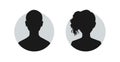 Avatar female male icon silhouette. Head profile user face anonymous person portrait illustration. Avatar circle icon